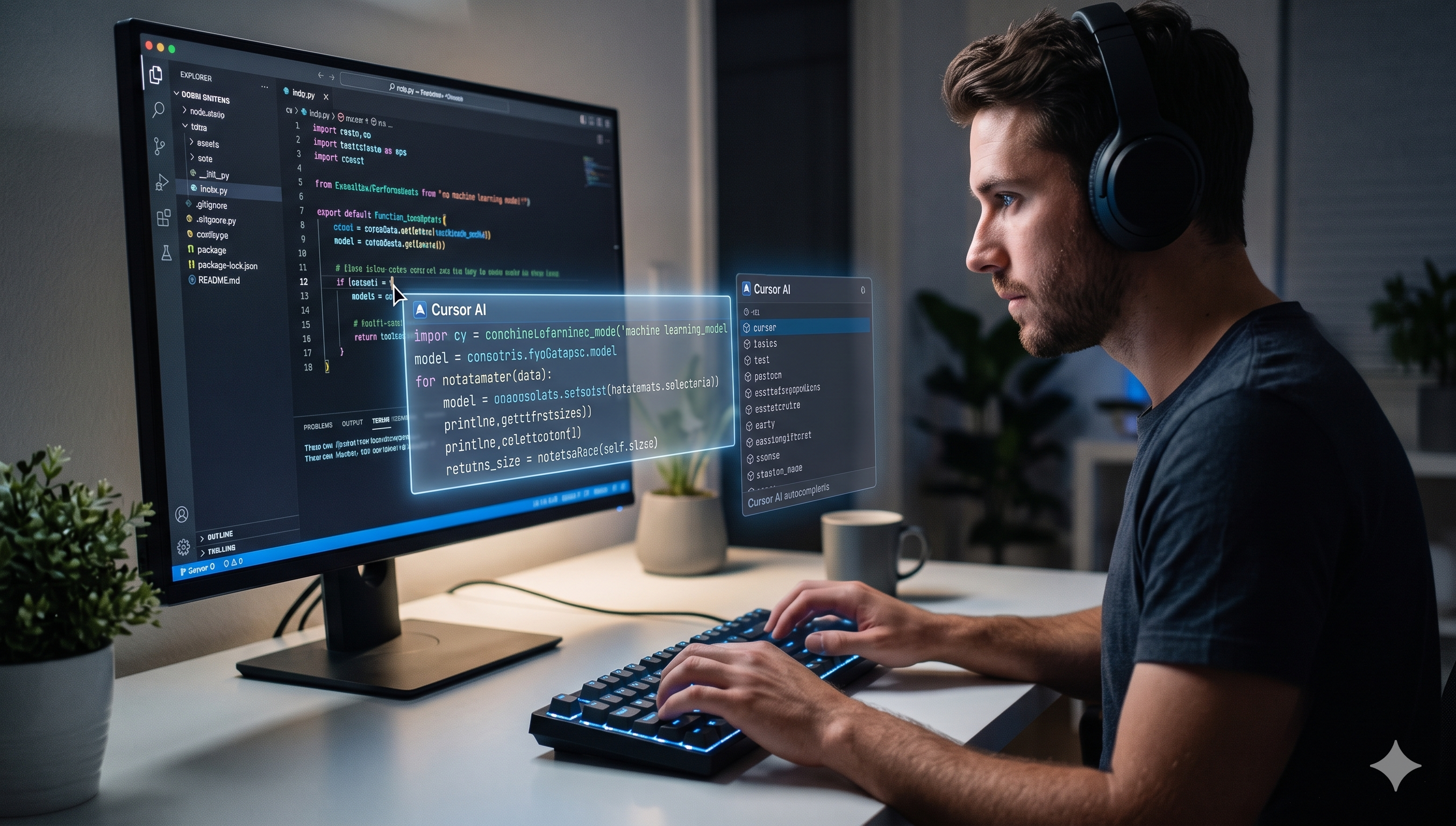 Developer using Cursor with AI suggestions